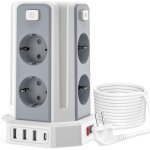 Multiprise avec interrupteur, tour multiprise 8 prises et 4 usb, multiprise usb parafoudre et 4 interrupteurs ...
