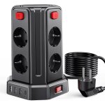 Multiprise avec interrupteur, tour multiprise 8 prises et 4 usb, multiprise usb parafoudre et 4 interrupteurs ...