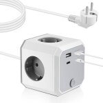 Multiprise avec interrupteur avec usb c (charge rapide pd 20 w), cube rallonge multiprise 2m avec 4 prises ...