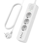 Multiprise parafoudre et surtension avec 3 sortie ac et 4 ports usb(2 typ c), adaptateur secteur 3680w ...
