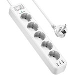 Multiprise parasurtenseurs usb 5 prises avec 3 ports usb chargeur de voyage multiprises electrique(4000w ...