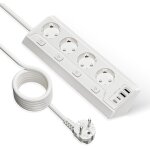 Multiprise avec usb, multiprise 8 en 1, avec interrupteur, 4 prises, cble de 2 m, blanche, pour prise ...