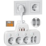 Multiprise usb c, 5 prises avec interrupteur individuel, prise multiple murale avec chargeur rapide pd20w ...