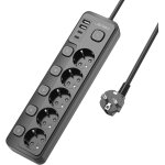 Multiprise usb avec interrupteurs individuels, multiprise avec 5 prises et 2 usb a, 2 usb, bloc multiprises ...