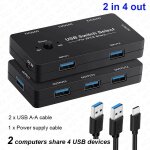 Mzx kvm usb commutateur km s�lecteur 2. 0 hub 2 h�tes ordinateur portable pc accessoires de bureau partager ...
