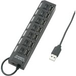 Naeryut - hub usb 2. 0 7 ports commutable individuellement, avec leds de statut noir