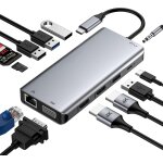 Naeryut - station d'accueil usb c 12 en 1 hub usb c avec dual 4k hdmi, vga, ethernet rj45, 2xusb 3. 0, ... Naeryut - station d'accueil usb c 12 en 1 hub usb c avec dual 4k hdmi, vga, ethernet rj45, 2xusb 3. 0, ...
