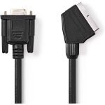 Nedis c�ble scart m�le vga femelle 15p plaqu� nickel 480p 2. 00 m rond pvc noir