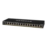 Netgear gs316p - commutateur - non gr - 16 x 10 / 100 / 1000 (poe + ) - de bureau, fixation murale ...