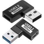 Nfgr - lot de 2 adaptateurs usb vers usb c a angle droit, convertisseur usb c 3. 1 femelle vers usb mâle ... Nfgr - lot de 2 adaptateurs usb vers usb c a angle droit, convertisseur usb c 3. 1 femelle vers usb mâle ...