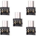 Nfhk lot de 5 connecteurs adaptateur otg ultra mini dm micro usb 5 broches pour tlphone portable, tablette, ...