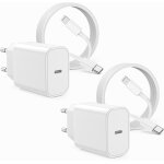 Njmks - 4 - pack iphone chargeur rapide original et 2m cble usb c to lightning, [mfi certifi] 20w chargeur ...