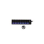 Noir hub usb 2. 0 7 ports, avec 7 commutateurs et 7 led,