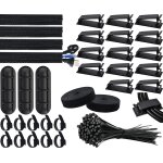 Noir kit de gestion des c�bles, 4 manchon de c�ble gaine, 3 clips c�ble organisateur bureau, 10 + 2 attache ...