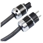 Norstone - c�ble d'alimentation - tresse textile noire - argent�e - 1 x prise d'alimentation type schukocorps ...