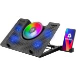 Nova - refroidisseur pc portable - 11  a 17  - eclairage rgb - support ordinateur portable gaming - ventilateu ...