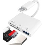 Nsiecd - lightning vers usb micro sd chargeur lecteur de cartes sd (4 en 1) adaptateur lecteur compact ...