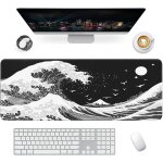 Nsiecd - tapis de souris gaming xxl mousepad 900 x 400mm, grand tapis de bureau sous main avec base en ...