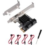 Nuek - carte pcie 1 x sata 4 ports, avec 4 câbles sata et support a profil bas, contrôleur pcie vers ... Nuek - carte pcie 1 x sata 4 ports, avec 4 câbles sata et support a profil bas, contrôleur pcie vers ...