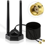 Omnidirectional wifi antenna 2. 4g / 5. 8g desktop router signal repeater antenna dual base magnetic ...