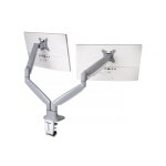 One - touch height adjustable dual monitor arm