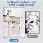 Organiseur de rangement latral de bureau, support pour ordinateur portable, support sans perage, avec ...