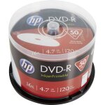 Original hp accessoires informatiques dme00025wip dvd - r 4. 7gb / 120min / 16x cakebox (50 disc)