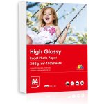 Oupp - 300gsm papier photo brillant epais a4 100 feuilles - kraft papier pour imprimante jet d'encre, ...