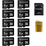 Pack de 10 cartes micro sd 8 go u1 c10 lot microsdhc uhs - i avec adaptateur microsd et lecteur de carte ...