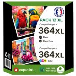 Pack 12 cartouches encre 364xl 364 xl compatible pour hp noir noir photo cyan magenta jaune haute capacit� ...