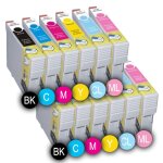 Pack 12 x cartouches d'encre recyclees multicoloree t791 bk - t794 y for epson stylus photo px650 Pack 12 x cartouches d'encre recyclees multicoloree t791 bk - t794 y for epson stylus photo px650