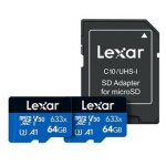 Pack de 2 cartes mmoire micro sdxc 64 go lexar 633x uhs - i c10