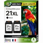 Pack 2 cartouches compatible pour hp 21xl c9351ae c9351ce noir 22ml avec puce