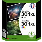 Pack de 2 cartouches compatible pour hp 301xl noir & couleur nopan - ink