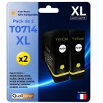 Pack 2 cartouche t0714 compatible pour epson jaune haute capacit� avec puce 715 pages c13t07144012 gu�pard ...