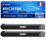 Pack de 2 toners compatible pour sharp mxc35tbk mx - c35tbk noir 9000 pages nopan - ink