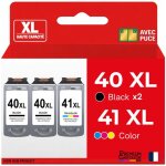 Pack de 3 cartouches compatible pour canon pg40 cl41 noir et couleur