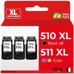 Pack de 3 cartouches compatible pour canon pg510 cl511 noir et couleur