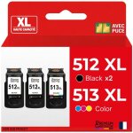 Pack de 3 cartouches compatible pour canon pg512 cl513 noir et couleur
