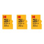 Kodak lot de 3 cartes m�moire micro sdxc 32 go premium � classe 10 uhs - i � haute vitesse et fiabilit� ...