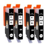 Pack 4 cartouches encre 364xl 364 xl compatible pour hp noir haute capacit� avec puce 650 pages