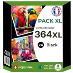 Pack 4 cartouches encre 364xl 364 xl compatible pour hp noir haute capacit� avec puce 650 pages