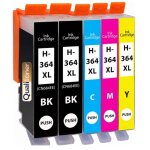 Pack 5 cartouches encre 364xl 364 xl compatible pour hp noir cyan magenta jaune haute capacit� avec puce ...