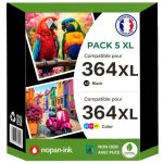 Pack 5 cartouches encre 364xl 364 xl compatible pour hp noir cyan magenta jaune haute capacit� avec puce ...
