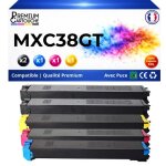 Pack de 5 toners compatible pour sharp mxc38gtba mxc38gtc mxc38gtm mxc38gty noir couleur