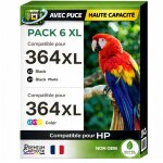Pack 6 cartouches encre 364xl 364 xl compatible pour hp noir noir photo cyan magenta jaune haute capacit� ...