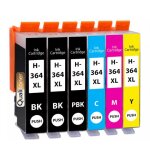 Pack 6 cartouches encre 364xl 364 xl compatible pour hp noir noir photo cyan magenta jaune haute capacit� ...
