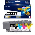 Pack 8 cartouches encre lc3237 lc 3237 compatible pour brother noir cyan magenta jaune haute capacit� ...