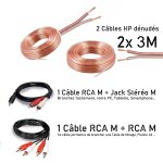 Pack ampli sono ibiza sound 2 x 480w amp600mkii - c�ble hp haut parleur 3m - c�ble rca / rca - c�ble ...