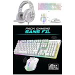 Pack gamer blanc sans fil wireless spirit of gamer rgb pro + souris sans fil + clavier semi m�canique ...
